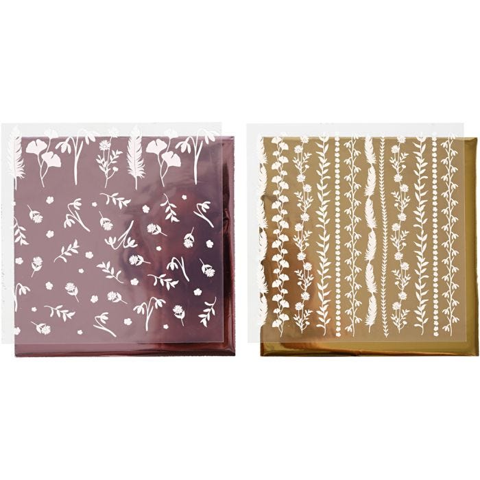 Dekorasjonsfolie og design limark, ark 15x15 cm, 2x2 ark/ 1 pk.