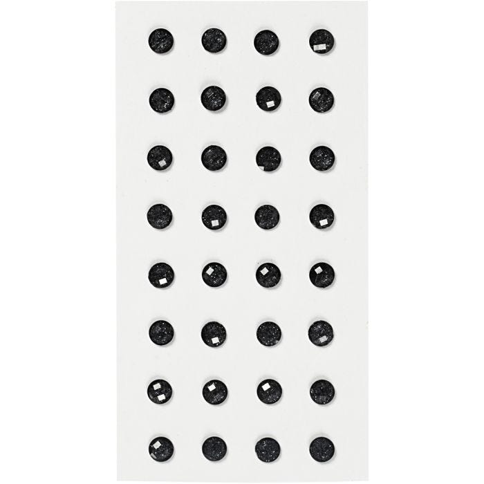 Rhinsten, dia. 8 mm, svart, 32 stk./ 1 pk.