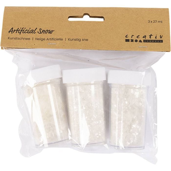 Kunstsnø, hvit glitter, 3x27 ml/ 1 pk.