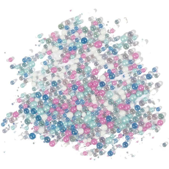 Mini Glasskuler, str. 0,6-0,8+1,5-2+3 mm, pastellfarger, 600 g/ 1 boks