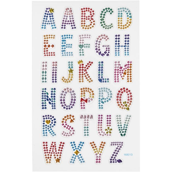Diamond stickers, alfabet, ark 10x16 cm, 1 ark