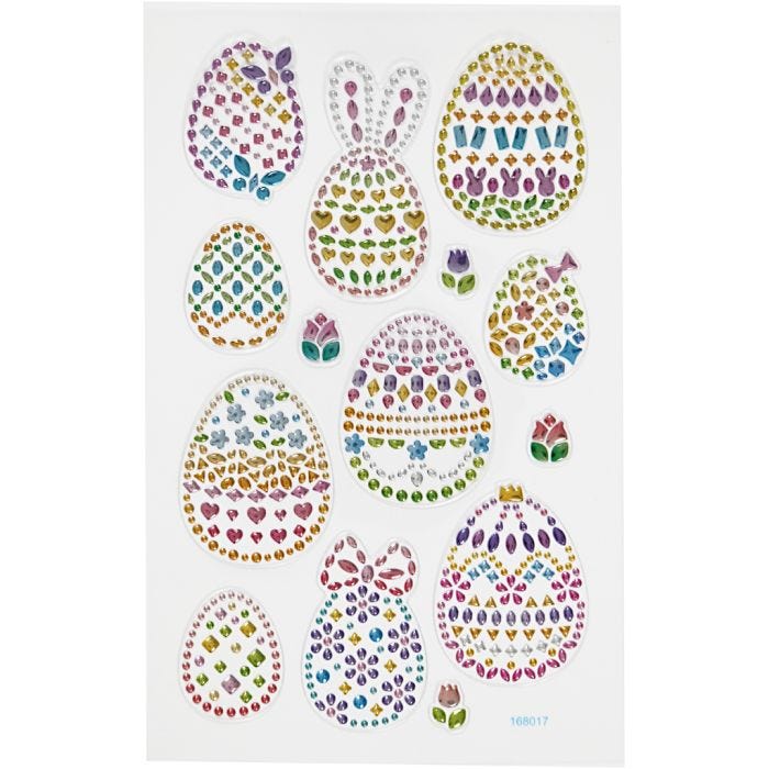 Diamond stickers, påskeegg, ark 10x16 cm, 1 ark
