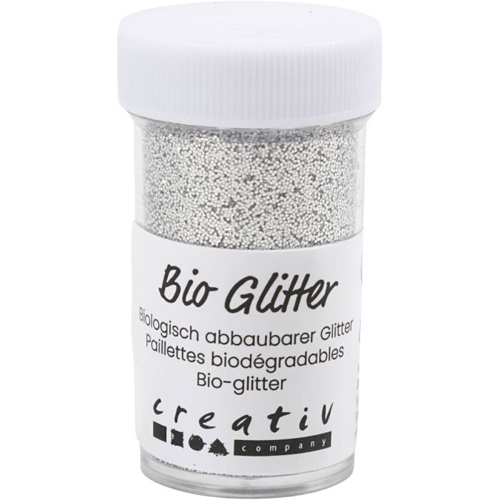 Biologisk nedbrytbart glitter, sølv, 27 ml, 15 g/ 1 boks