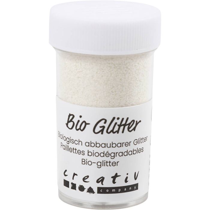 Biologisk nedbrytbart glitter, hvit, 27 ml, 15 g/ 1 boks