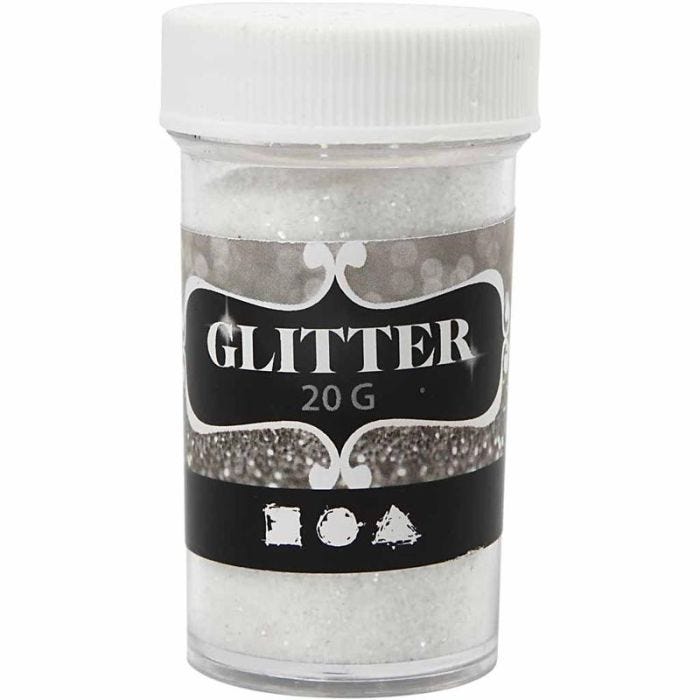 Glitter, hvit, 20 g/ 1 boks