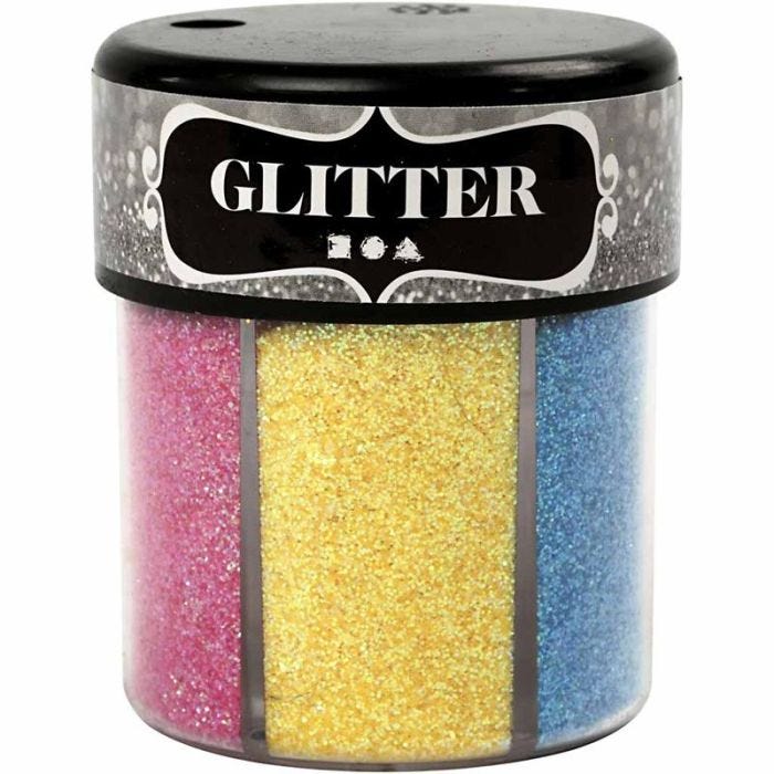 Glitter, ass. farger, 6x13 g/ 1 boks