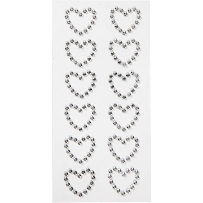 Rhinstenshjerter, str. 23x21 mm, sølv, 12 stk./ 1 pk.
