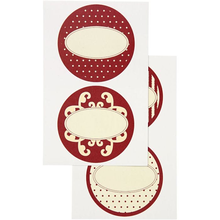 Stickers, dia. 6,5 cm, ark 9x14 cm, 4 ass. ark/ 1 pk.