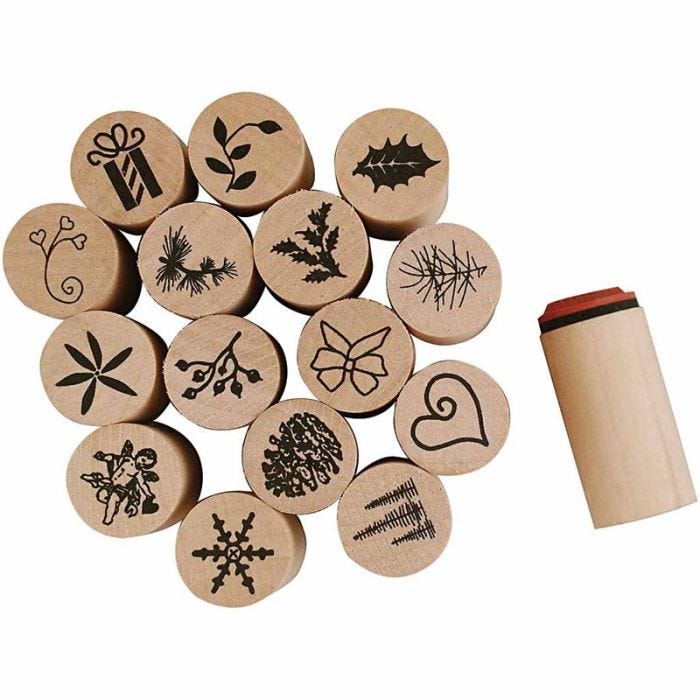 Deco Art Stempelsett, jul, H: 26 mm, dia. 20 mm, 15 stk./ 1 pk.