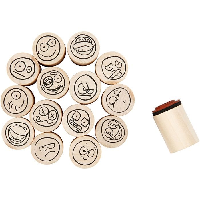 Deco Art Stempelsett, smiley, H: 26 mm, dia. 20 mm, 15 stk./ 1 pk.