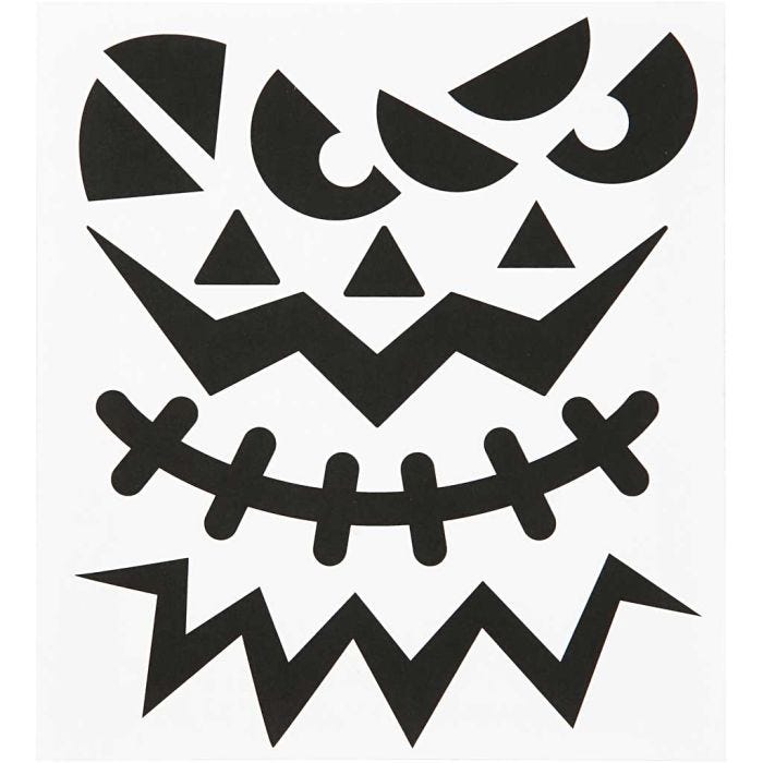 Klistremerker, halloween - store ansikt, ark 15x16,5 cm, 1 ark