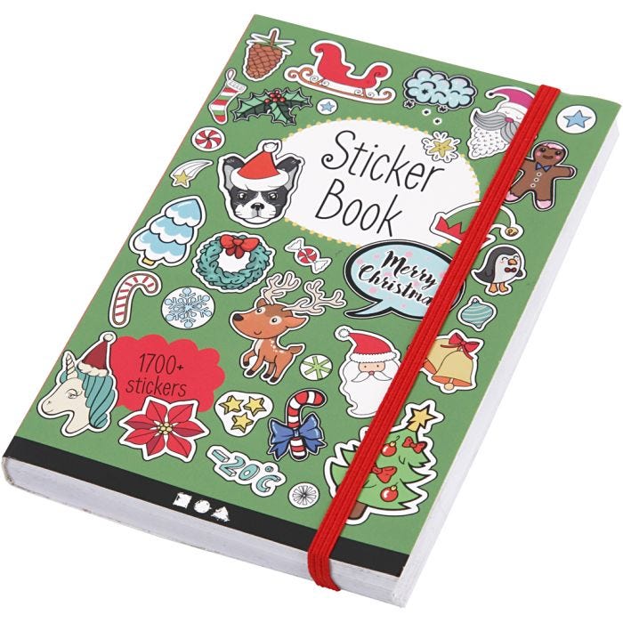 Bok med stickers, julemotiver, str. 11,5x17 cm, 76 ark, 1 stk.