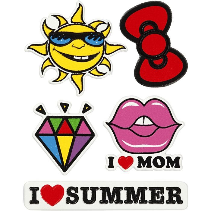 Soft stickers, I Love Mom, ark 12,2x17,75 cm, 1 ark