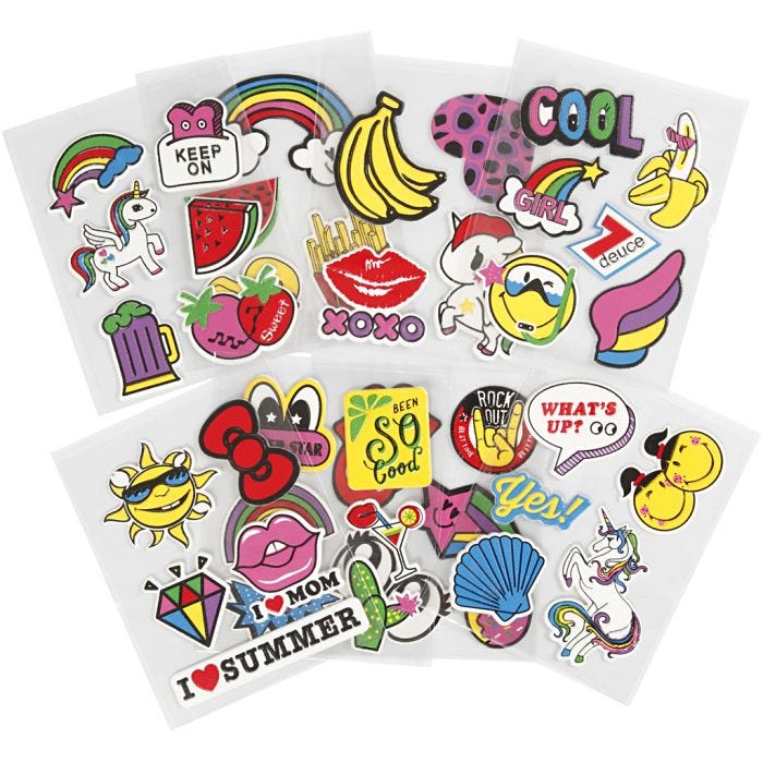 Soft stickers, ark 12,2x17,75 cm, 8 ark/ 1 pk.