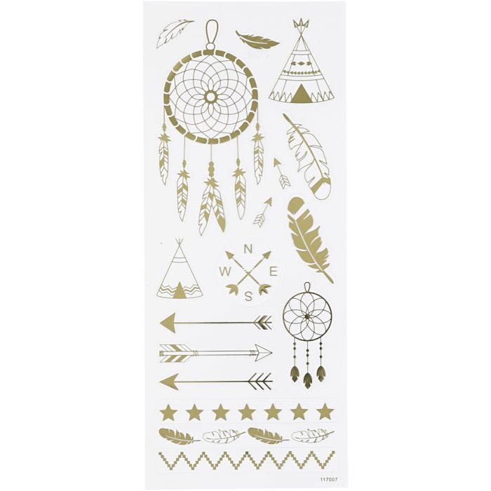 Stickers, indianer, ark 10x24 cm, gull, 1 ark