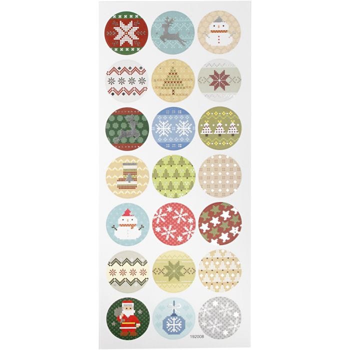 Stickers, julebroderi, ark 10x23 cm, 1 ark
