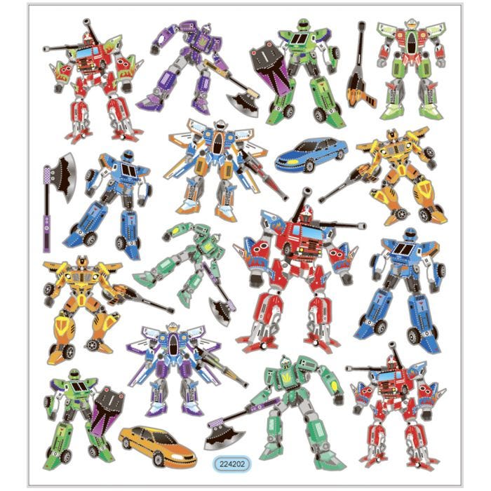 Klistremerker, transformers, ark 15x16,5 cm, 1 ark