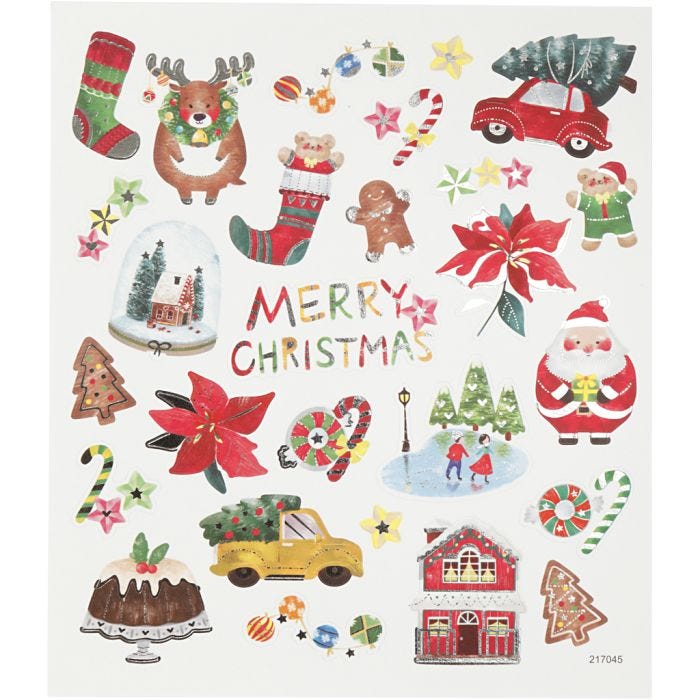 Klistremerker, alt til jul, ark 15x16,5 cm, 1 ark