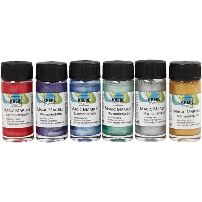 Magisk marmoreringsmaling, metallic farger, 6x20 ml/ 1 pk.