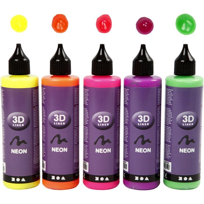 3D Liner, neonfarger, 5x100 ml/ 1 pk.