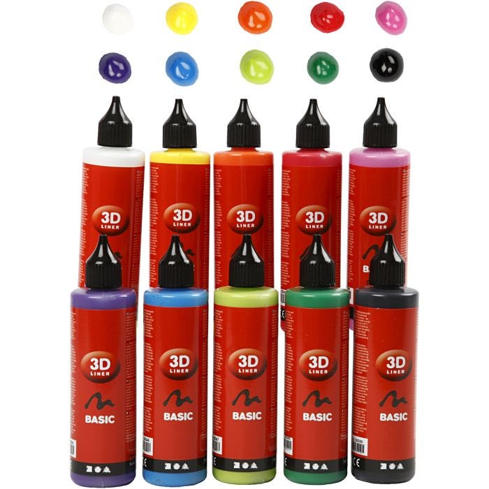 3D Liner, ass. farger, 10x100 ml/ 1 pk.