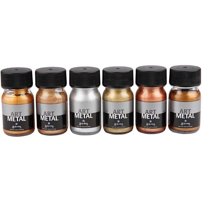 Hobbymaling Metallic, 5102, 5104, 5106, 5108, 5109, 5110, metallic farger, 6x30ml/ 1 pk.