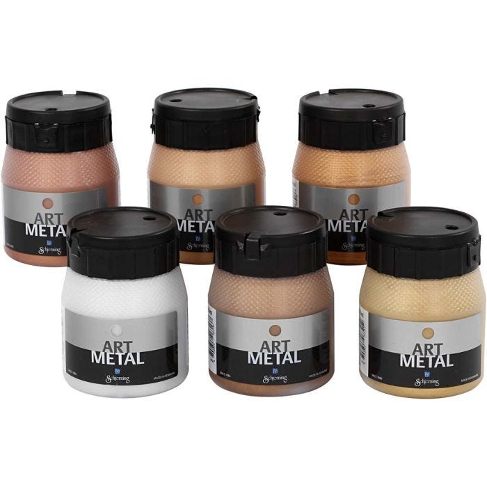 Hobbymaling Metallic, 5102, 5104, 5106, 5108, 5109, 5110, metallic farger, 6x250ml/ 1 pk.