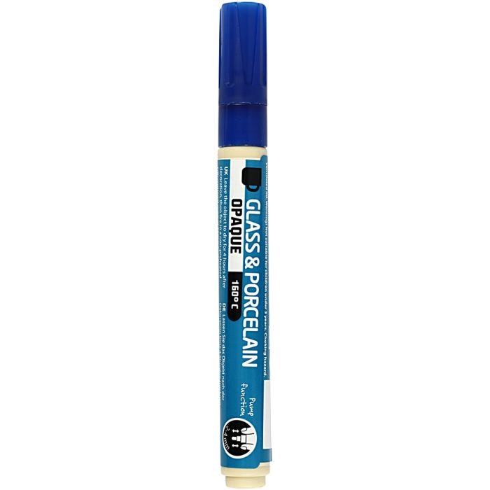Glass- og porselenstusjer, strek 2-4 mm, dekkende, mørk blå, 1 stk.