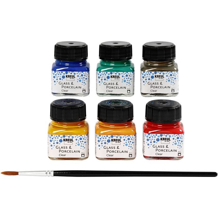 Glass og Porselensmaling, ass. farger, 6x20 ml/ 1 pk.