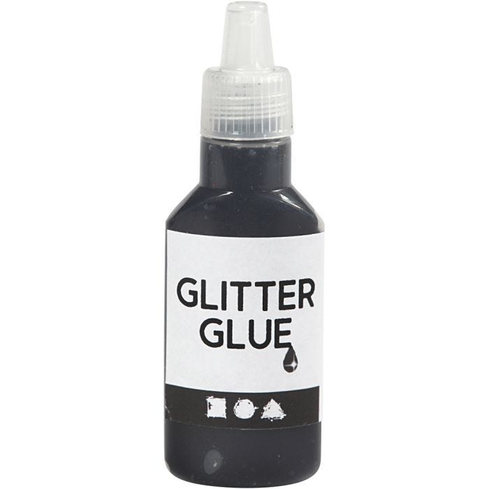 Glitterlim, svart, 25 ml/ 1 fl.