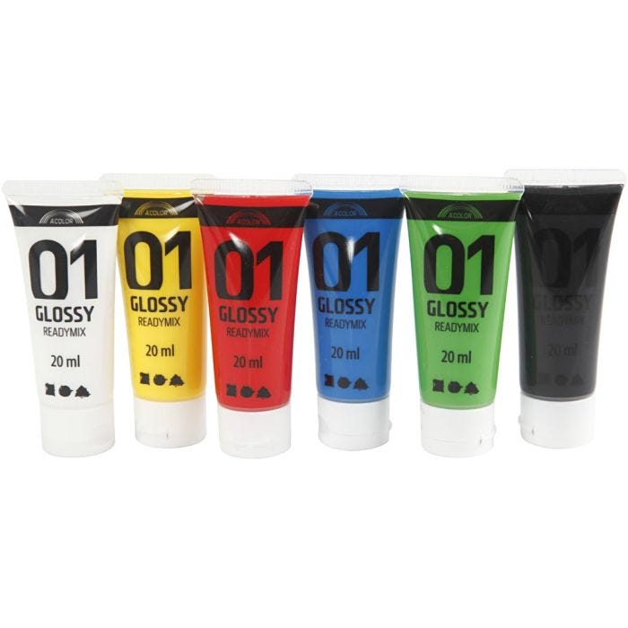 Akrylmaling Blank, standardfarger, 6x20 ml/ 1 pk.