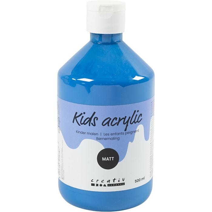 Akrylmaling Matt, primær blå, 500 ml/ 1 fl.