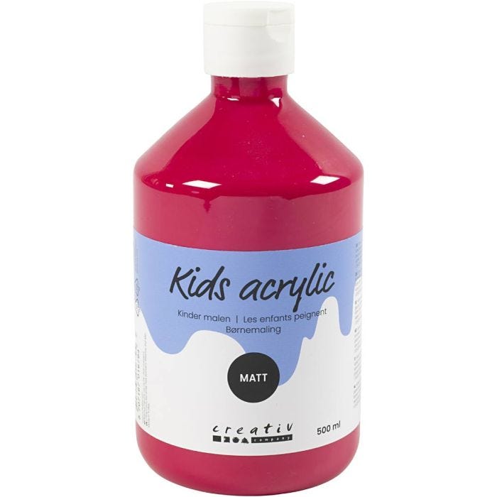 Akrylmaling Matt, primær rød, 500 ml/ 1 fl.