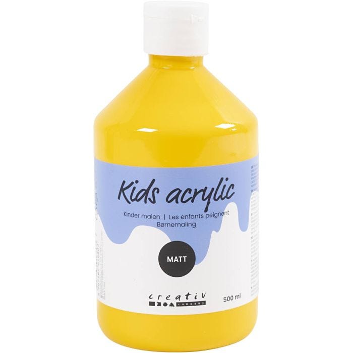 Akrylmaling Matt, gul, 500 ml/ 1 fl.