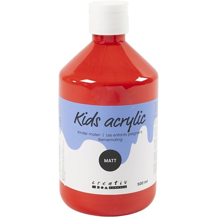 Akrylmaling Matt, rød, 500 ml/ 1 fl.
