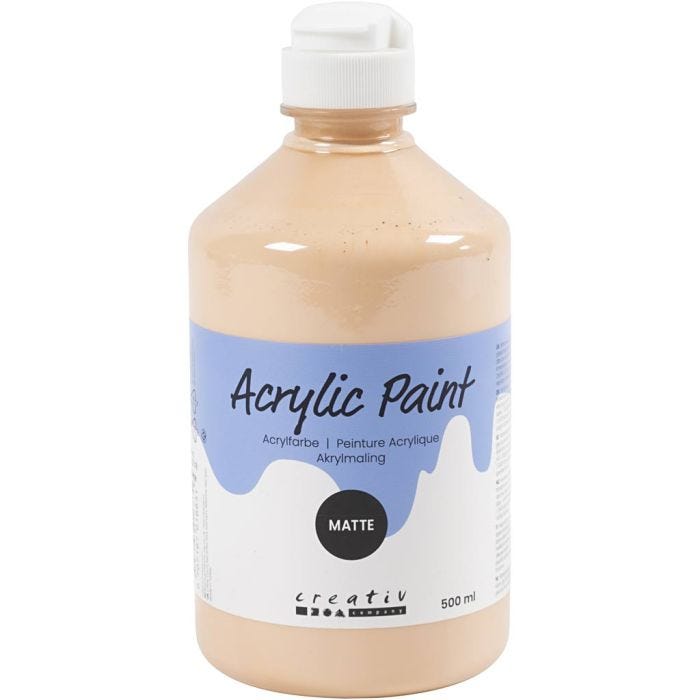 Akrylmaling Matt, lys pulver, 500 ml/ 1 fl.