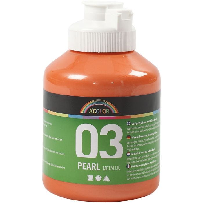 Akrylmaling Metallic, metallisk, orange, 500 ml/ 1 fl.