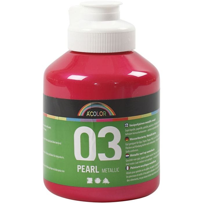 Akrylmaling Metallic, metallisk, pink, 500 ml/ 1 fl.