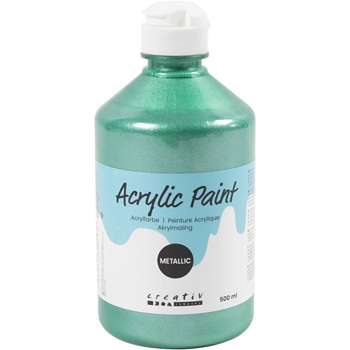 Akrylmaling Metallic, metallisk, grønn, 500 ml/ 1 fl.