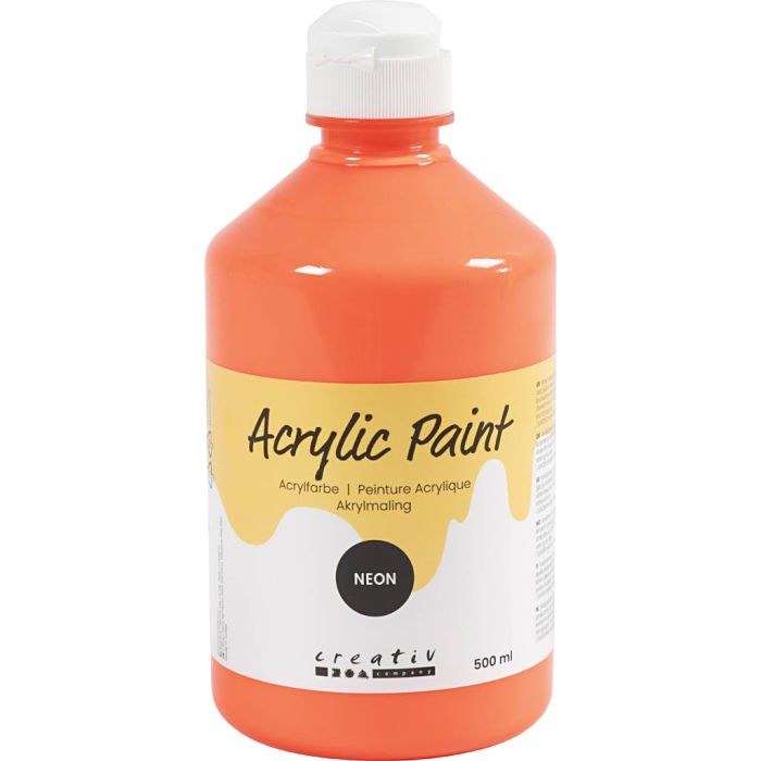 Akrylmaling Neon, neon rød, 500 ml/ 1 fl.