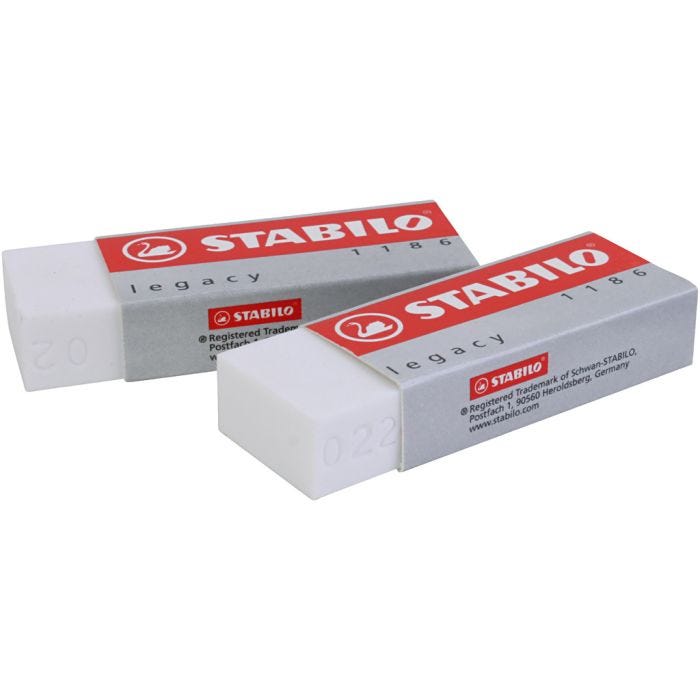 Stabilo Viskelær, H: 1 cm, L: 6,3 cm, B: 2,3 cm, hvit, 20 stk./ 1 pk.