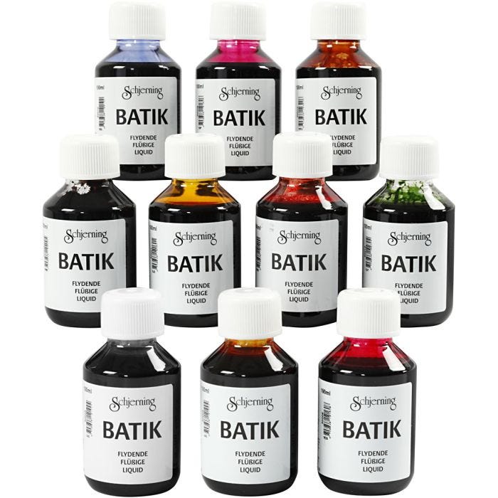 Batikkfarge, ass. farger, 10x100 ml/ 1 pk.
