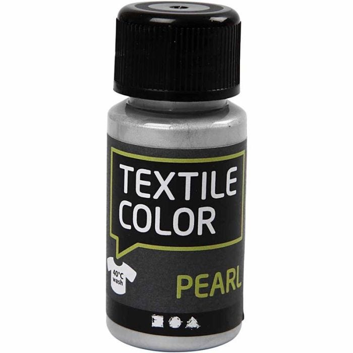 Tekstilfarge, perlemor, sølv, 50 ml/ 1 fl.