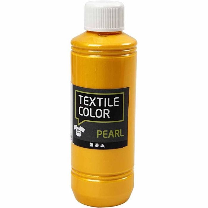 Tekstilfarge, perlemor, gul, 250 ml/ 1 fl.