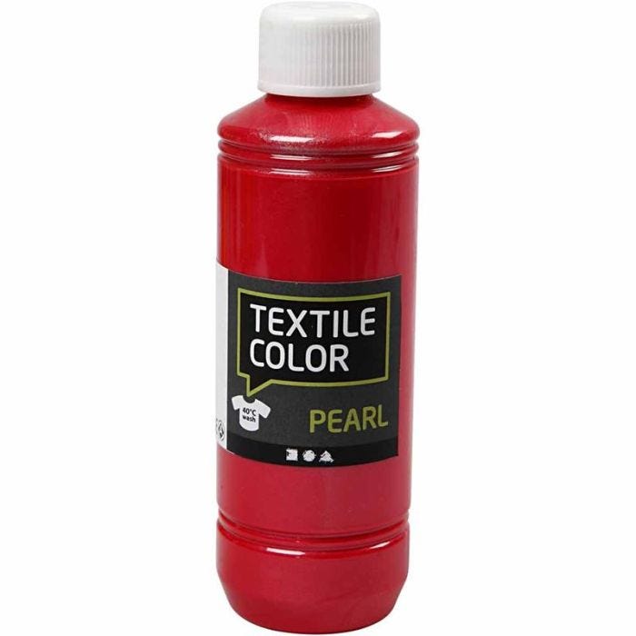 Tekstilfarge, perlemor, rød, 250 ml/ 1 fl.