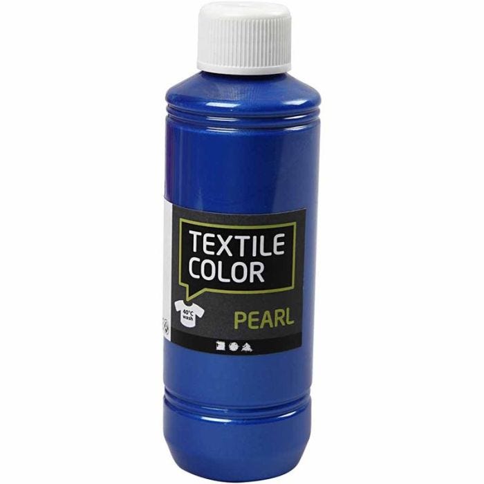 Tekstilfarge, perlemor, blå, 250 ml/ 1 fl.