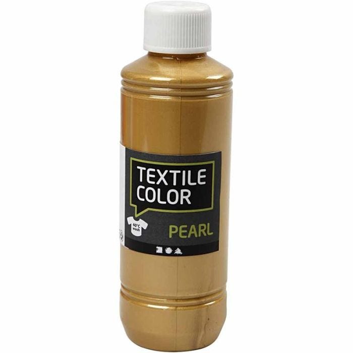 Tekstilfarge, perlemor, gull, 250 ml/ 1 fl.