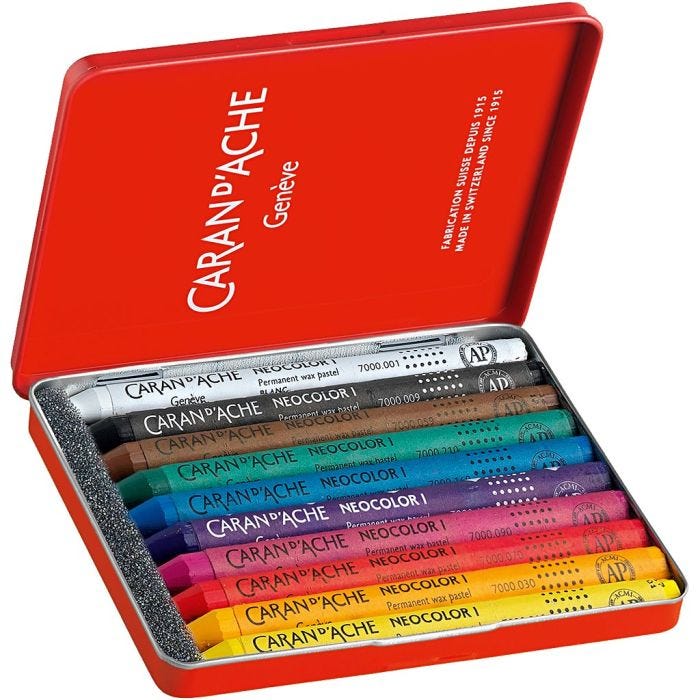 CARAN D’ACHE Neocolor I, L: 10 cm, tykkelse 8,5 mm, ass. farger, 10 stk./ 1 pk.
