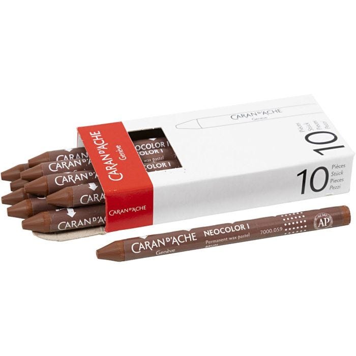 CARAN D’ACHE Neocolor I, L: 10 cm, tykkelse 8,5 mm, brown (059), 10 stk./ 1 pk.
