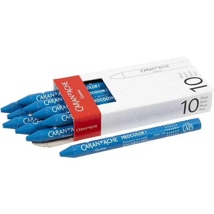 CARAN D’ACHE Neocolor I, L: 10 cm, tykkelse 8,5 mm, cobalt blue (160), 10 stk./ 1 pk.
